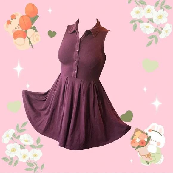 Urban Outfitters | Dresses | Urban Outfitters Bycorpus Burgundy Skater Dress  | Poshmark